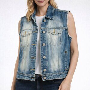 Polo Jeans by Ralph Lauren Women’s Cropped Denim Trucker Vest Button Front Sz. L
